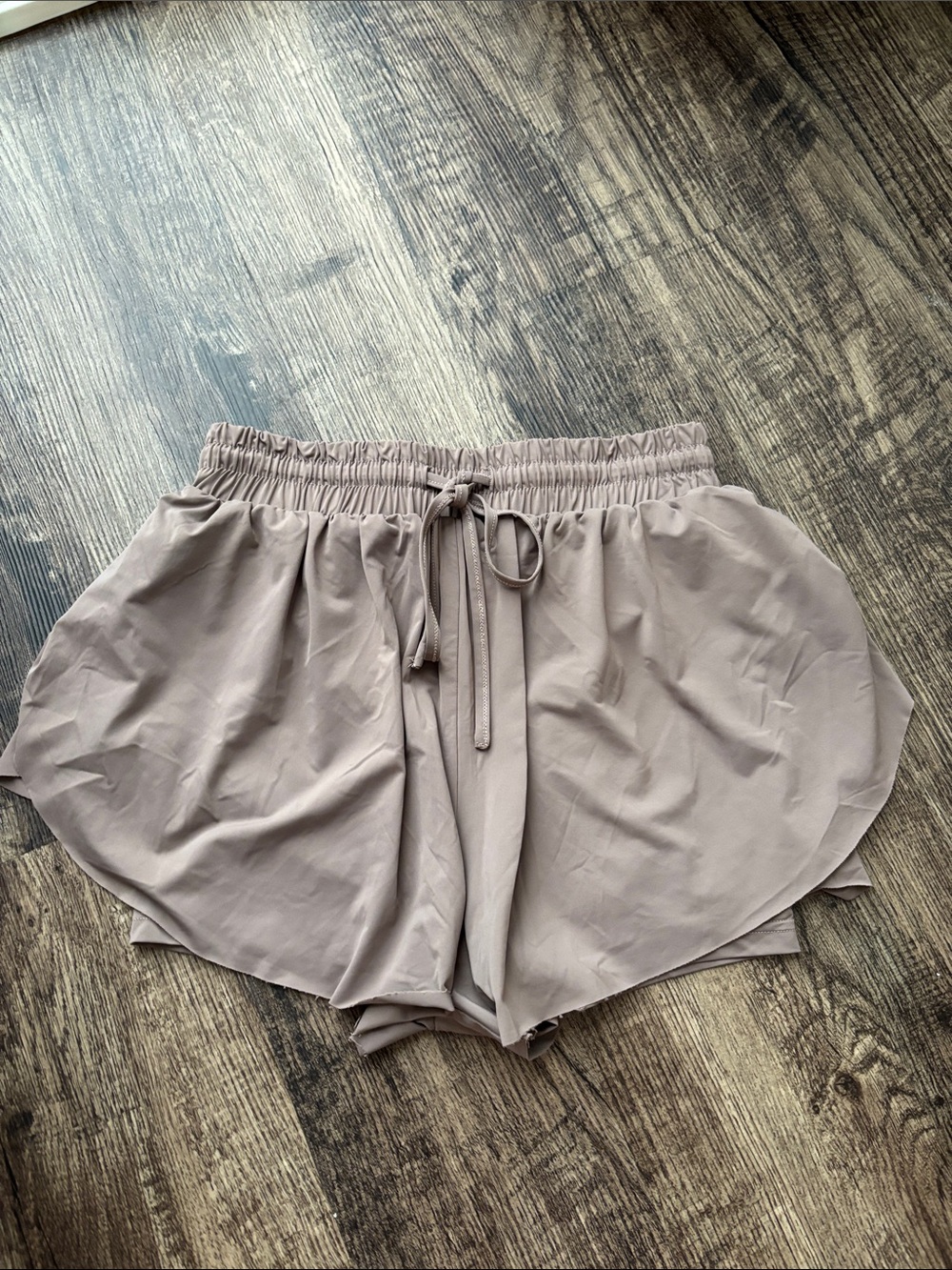 AS Revival Womenโs Layered Athletic Shorts in Brown with Drawstring Waist